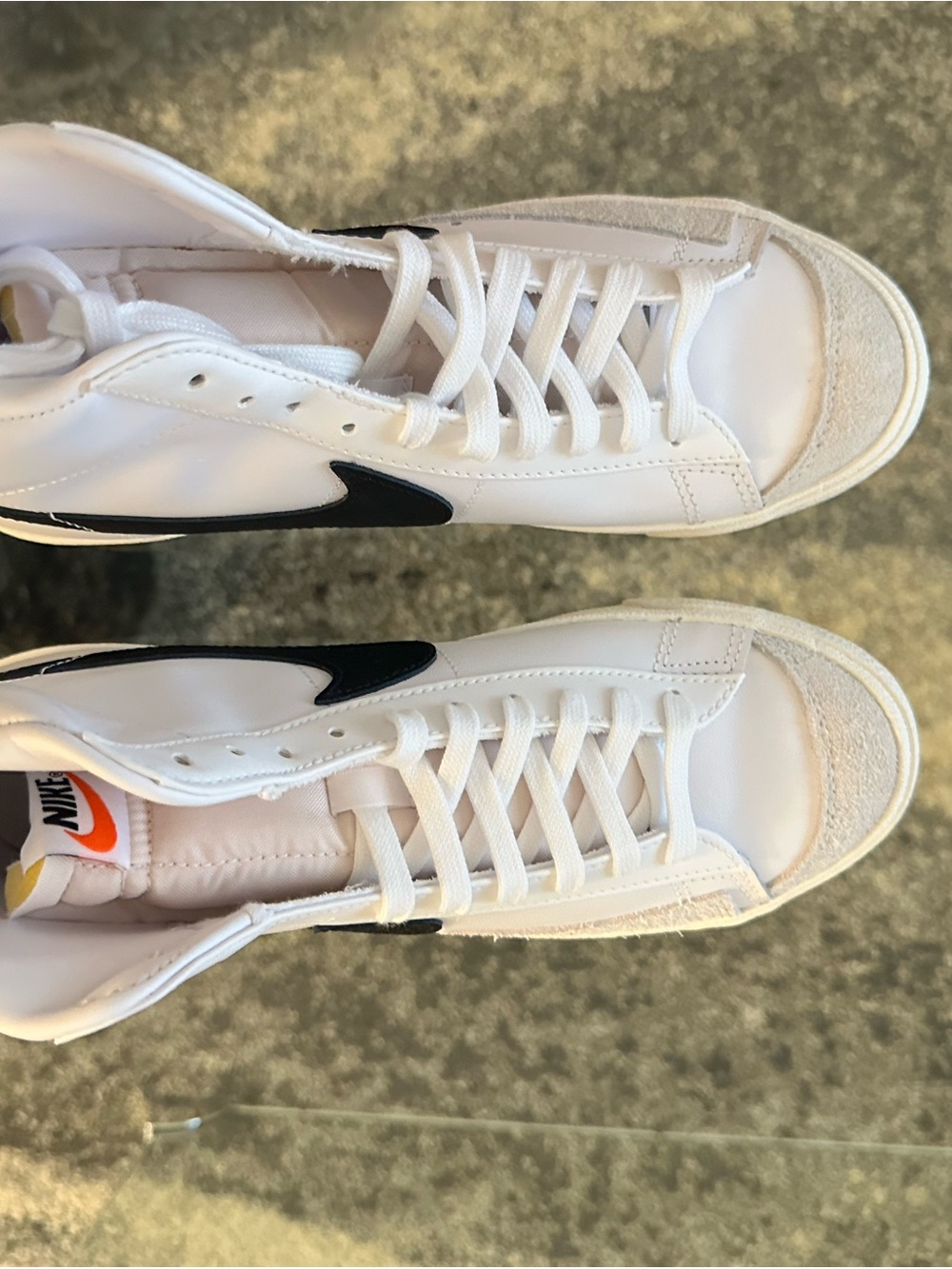 Nike White Leather Low-Top Sneakers with Black Swoosh women